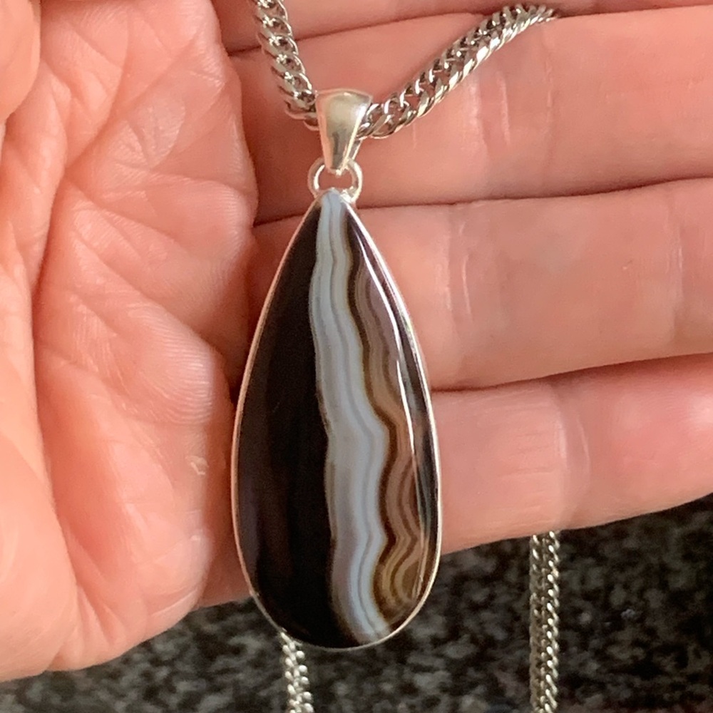 African Agate Sterling Silver Pendent